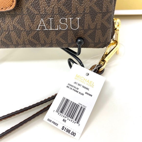 Michael Kors Medium Zip Phone Holder Brown Leather - Picture 4 of 9